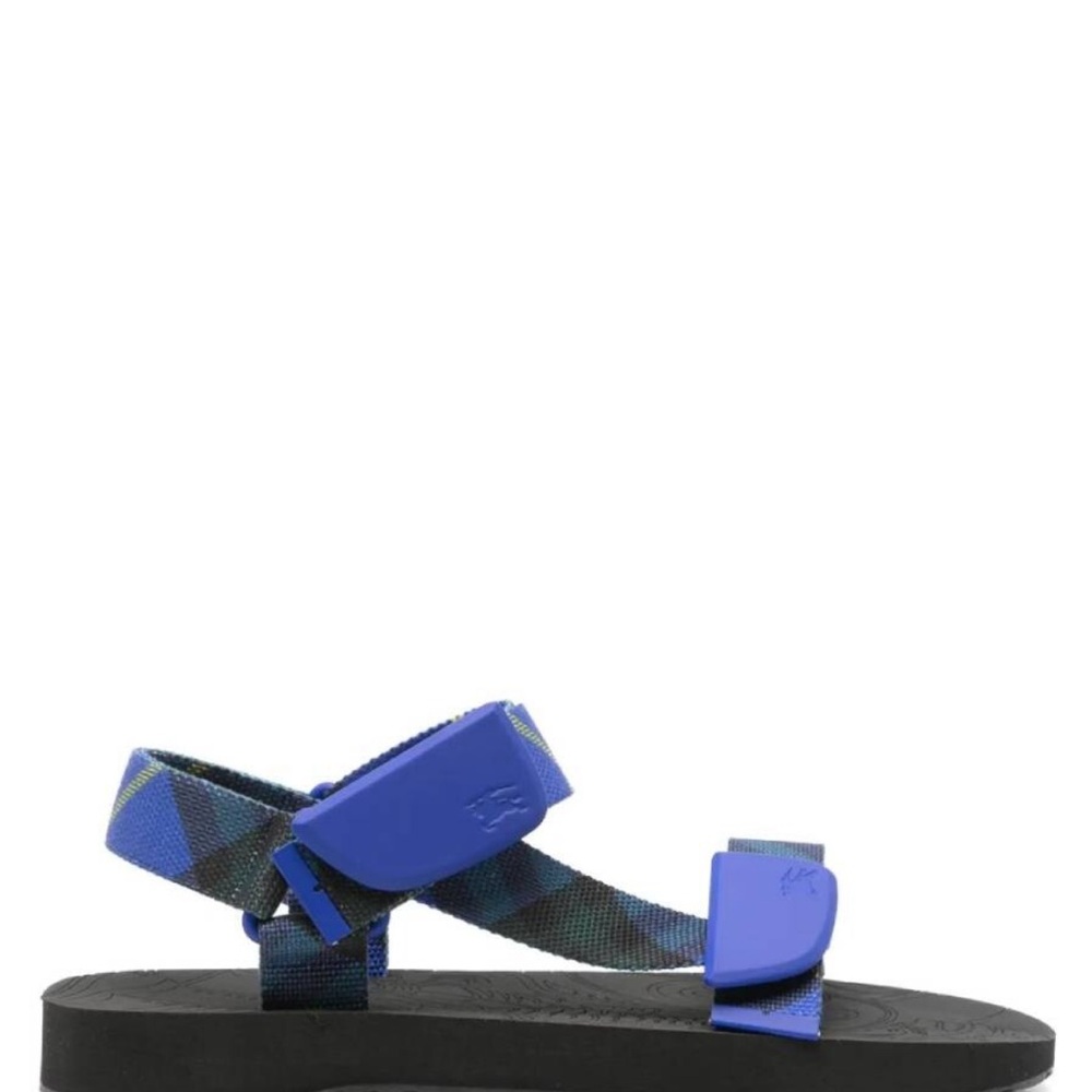 Burberry Blue and Black Plaid Strap Sandals - Picture 6 of 8